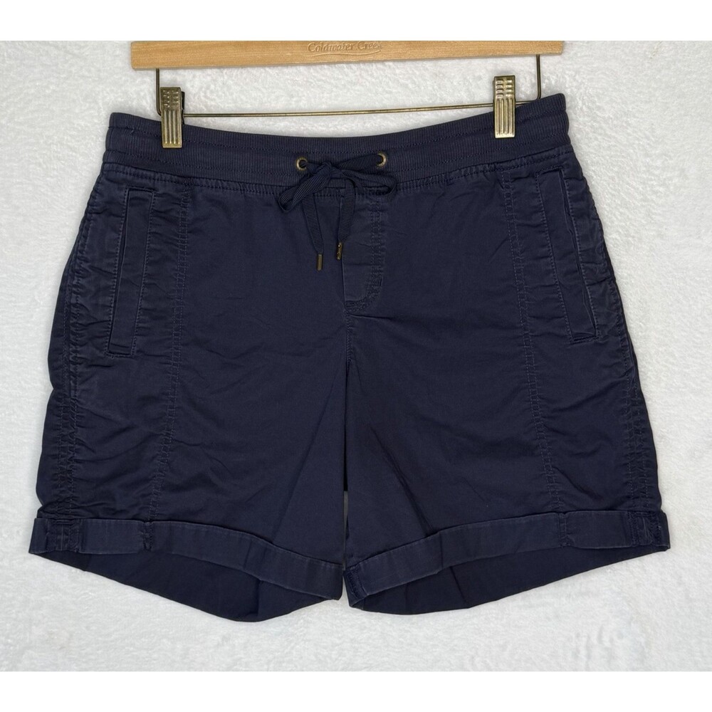 Eddie Bauer 6" Kick Back Navy Blue Twill Shorts Women's 8 Outdoors Hiking